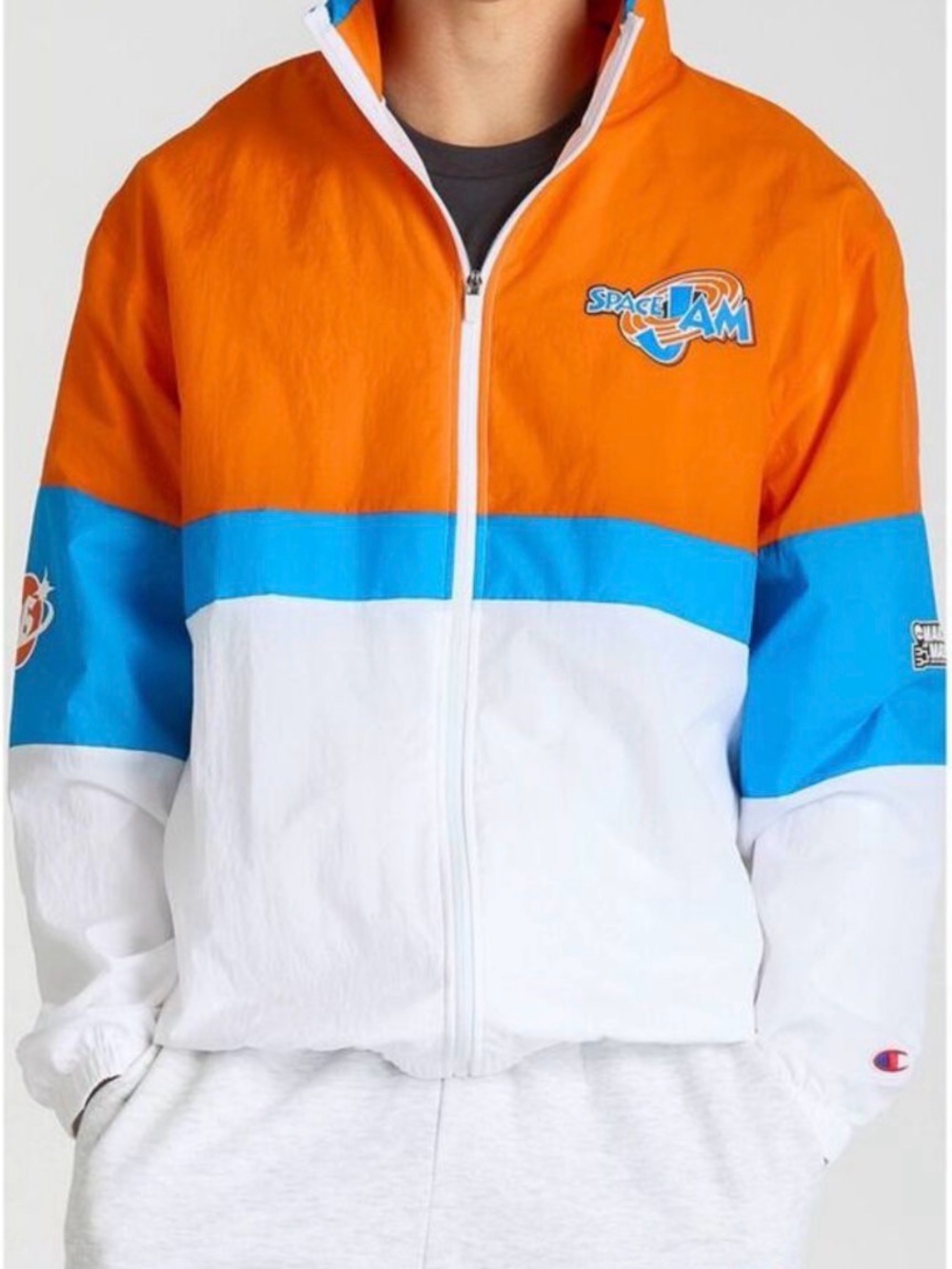 Champion Orange, Blue & White Space Jam Colorblock Windbreaker